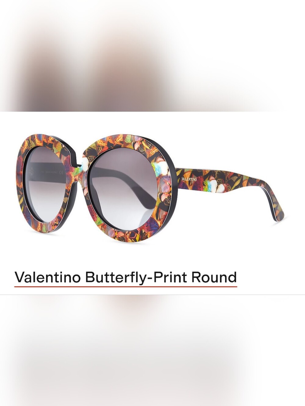 RARE Valentino Butterfly Print  Round Sunglasses - Picture 2 of 5